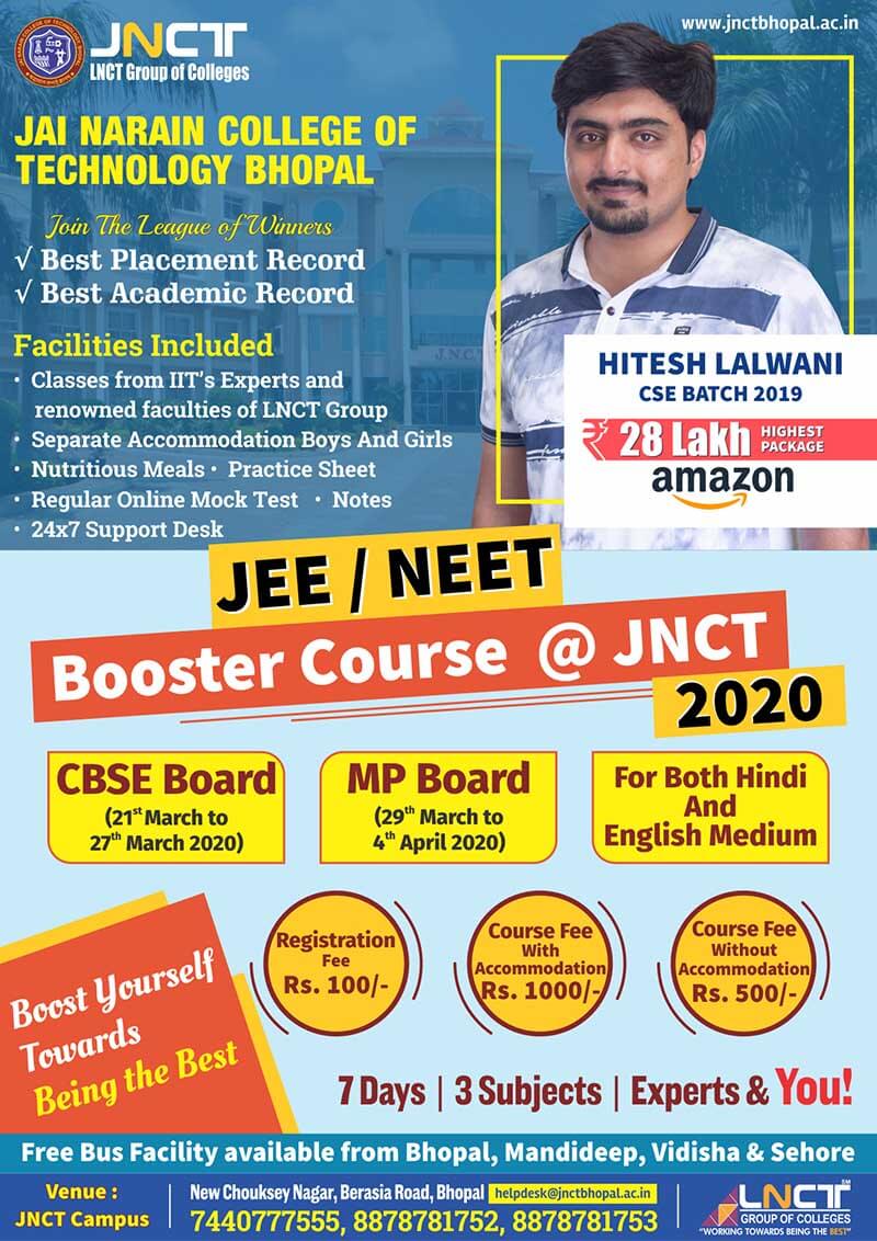 Booster Course Registration – JNCT Bhopal - LNCT Group of collages